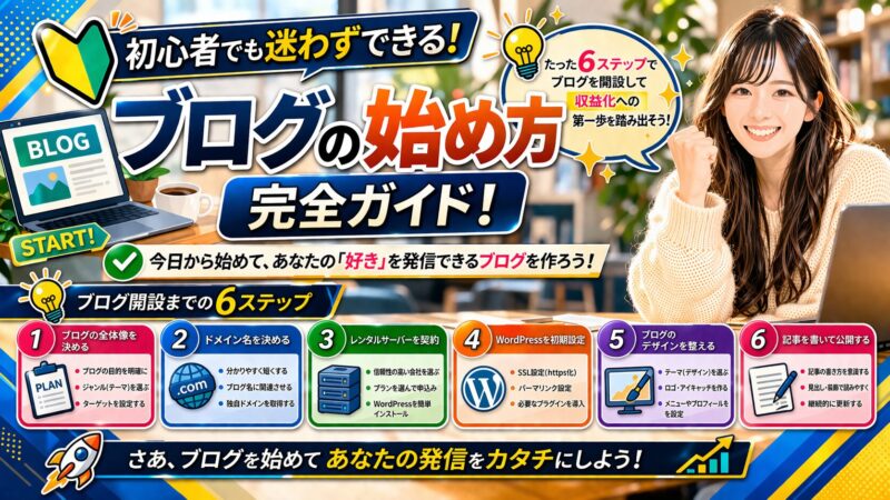 【初心者必見】ブログの始め方を6つのステップで解説！運営のコツもご紹介 