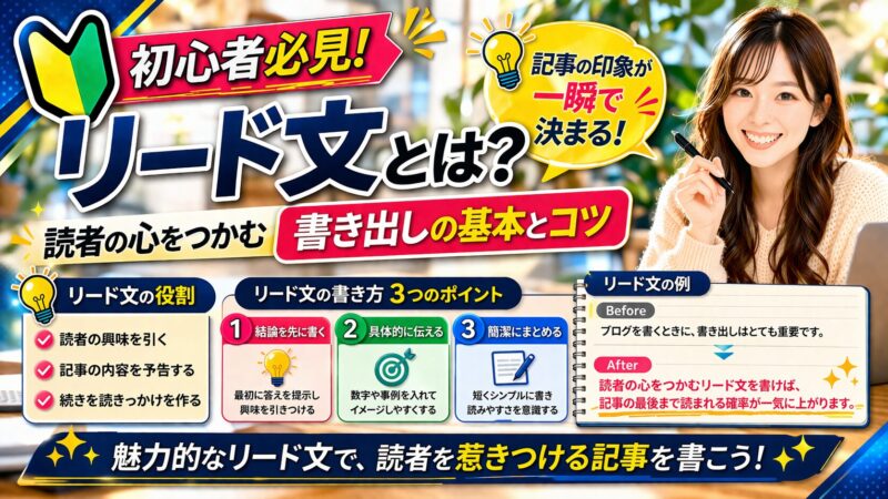 【リード文の書き方】盛り込むと効果的な情報5選と質を上げる3つのポイント 