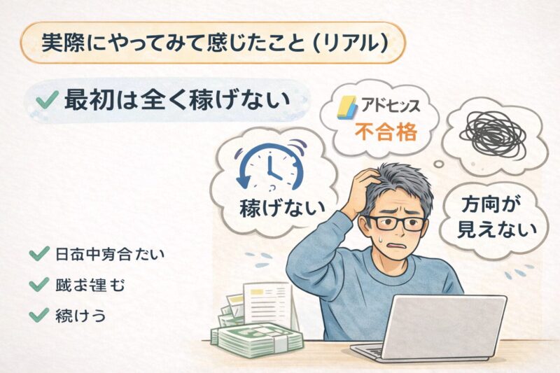 ブログの壁にぶつかる中年男性